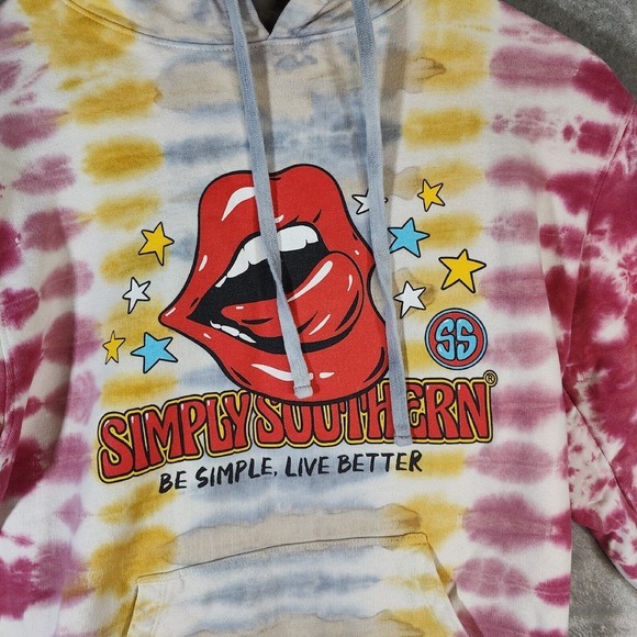 Simply Southern Sweatshirt Womens Medium Multicolor Hooded With Graphic - Picture 2 of 8